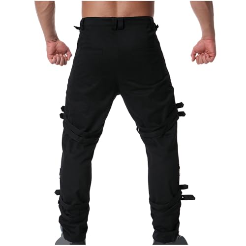 Men's Hip Hop Rock Punk Pants Techwear Cargo Pants Gothic Chain Buckle Strap Goth Rave Harem Pants2