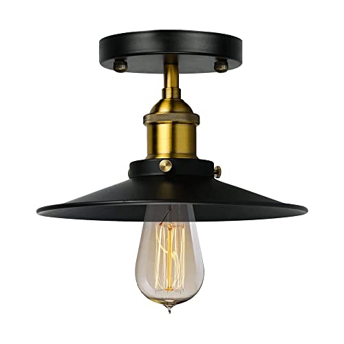 Plafonnier rétro E27 avec diffuseur conique en métal orienté - 2