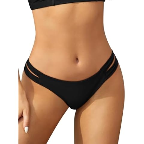 SHEKINI Low Rise Brazilian Thong Swim Bottoms Cover