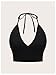 WDIRARA Women's Plus Size Contrast Sequin Fitted Y2K Halter Top Summer Skull Pattern Tie Backless Crop Tank Tops Black 2XL