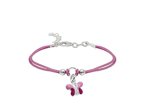 inSCINTILLE Bracelet pour Enfants avec Fil Coloré et Breloque en Argent 925 (Papillon Rose) Cover
