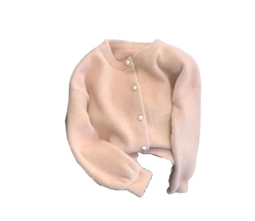 Suéter de punto simple con cuello redondo para mujer, casual, holgado, suave, con botones de perlas, Pnnrk, S