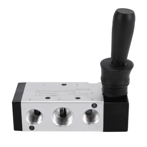 SIXRUN Válvula de Empuje Neumática de 5 Vías y 2 Posiciones, Palanca Manual, Válvula de Control de Aire, Tipo de Acción Directa Manual con Puertos NPT de 3/8 Pulgadas para Sistemas