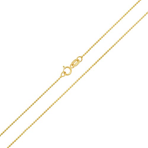Jewelry Pilot 14K Yellow Gold 1Mm Ball Link Chain Necklace With Spring Ring Clasp - 24 Inches #TOP1