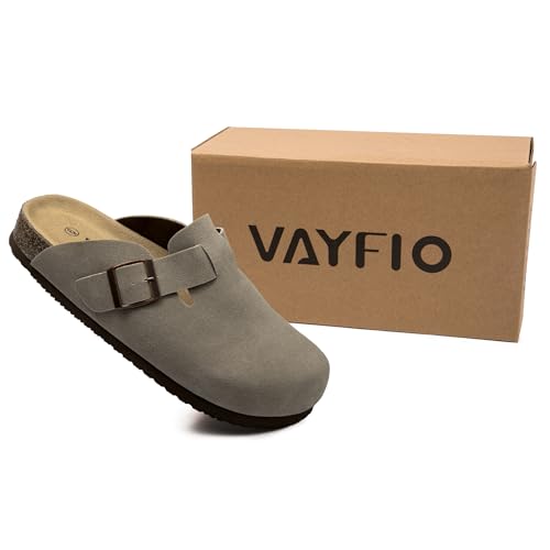 Image of Women Suede Clogs Casual Slip On Potato Mule Slippers | Soft Suede Upper, Arch-Support Cork Insole, Adjustable Buckle, Anti-Slip Sole