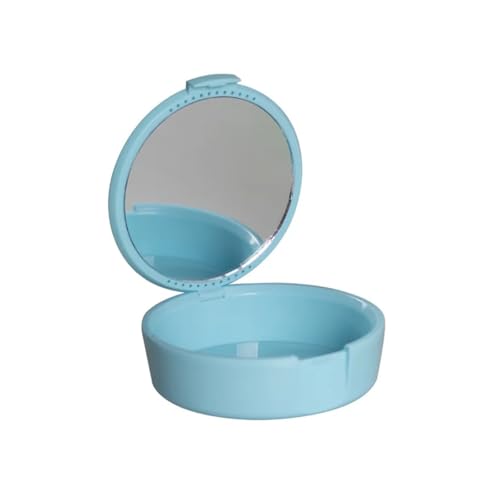Étui de retenue dentaire circulaire bleu ciel avec miroir intégré pour voyage - 6