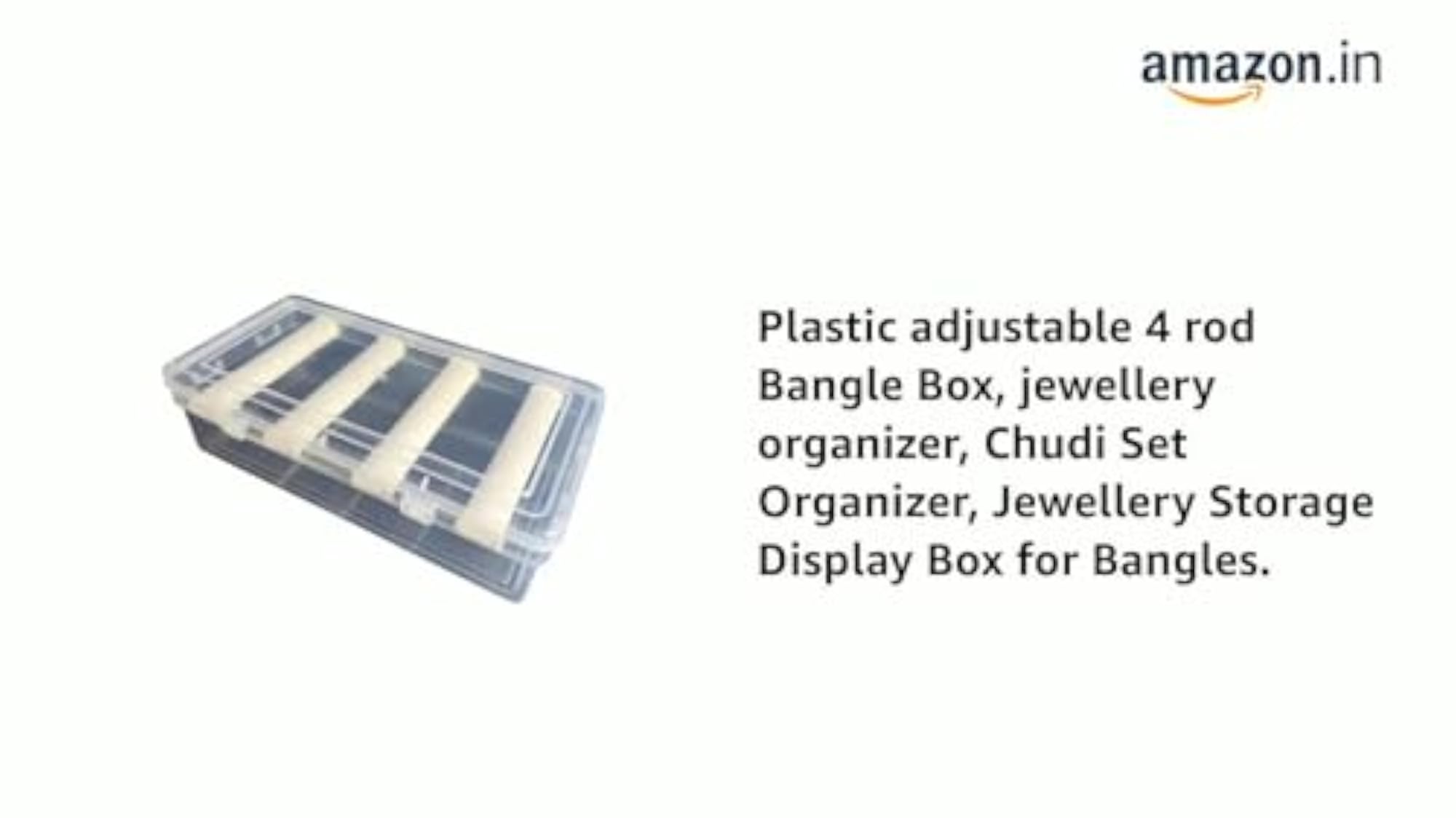 Plastic Adjustable 4 Rod Bangle Box Organizer