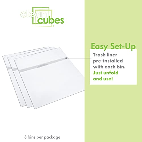 Clean Cubes 13 Gallon Trash Cans & Recycle Bins For Sanitary Garbage Disposal. Disposable Containers For Parties, Events, Recycling, And More. 3 Pack (White) #TOP2