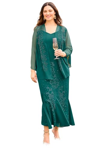Image of Catherines Women's Plus Size Masquerade Beaded Dress Set - 16 W, Mystic Pine