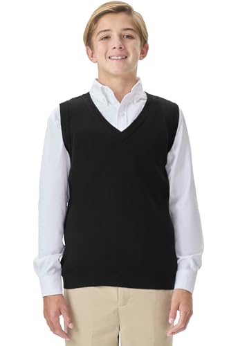 CLASSROOM Big Boys' Uniform Sweater Vest, Black, Large