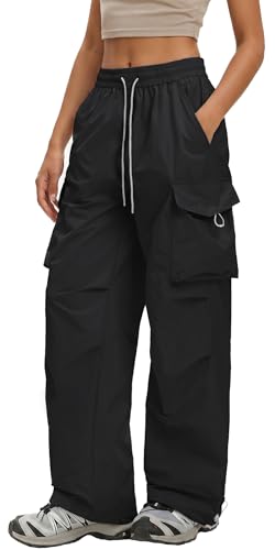 Pantalon de randonnée pour femme cargo ample taille haute résistant à l'eau
