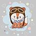 Produktbild 1 niedliches Stoff Panel mit Fuchs und Pilotenmütze auf grau | Ganzjahressweat - French Terry - Sommersweat | ca. 40x50 cm | Kinderstoff für Mädchen und Jungen | Digital | Ökotex