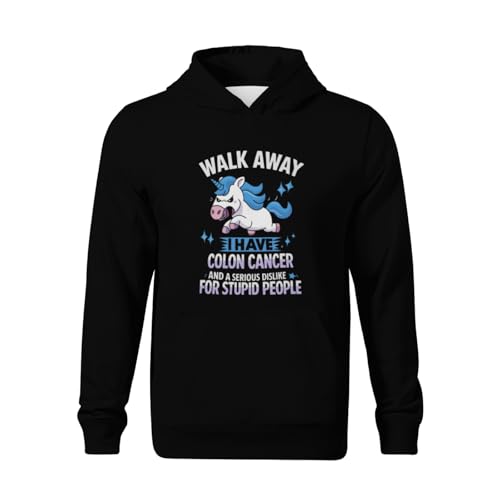 Kids Funny Colon Cancer Cute Unicorn Warrior Boys Girls Lightweight Kangaroo Pocket Fleece Hoodies2