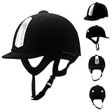 Casco para Montar a Caballo, Gorro para Montar a Caballo con Acolchado Suave y Transpirable con Correa Ajustable, Gorros y Cascos ecuestres anticolisión de Seguridad para Mujeres Hombres, 54 cm, De