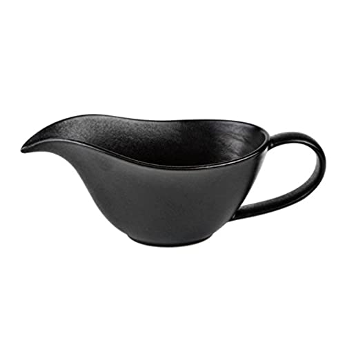 Hemoton Gravy Boat, Ceramic Sauce Jug with Smooth Handle and Lip Spout, Serving Salad Dressing Broth Ketchup Black-Pepper