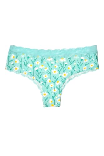 Dedoles Culotte Femme & Filles sous-vêtement Coton Beaucoup Designs Amusants Fleurs Licorne Teckel Ballons Pomme, Couleur: Turquoise, Motif: Camomile Turquoise (Dentelle), Taille: S