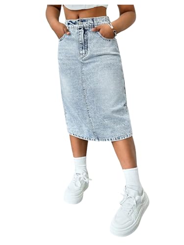 10 Best Girls Midi Skirts That Are Perfect for Any Occasion 8 MakeMeChic Girl's Y2K Denim Midi Skirt (8-12 Years)