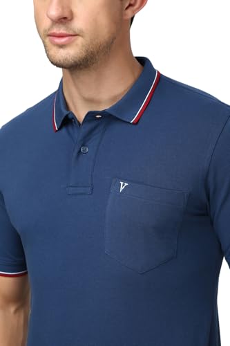Image of Van Heusen Athleisure Men Solid Cotton Polo T-Shirt with Pocket - Side Slit, Half Sleeve, Regular Fit