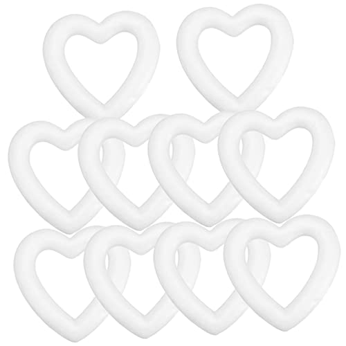 LABRIMP 10 Pcs Heart Shaped Foam Wreath Forms for Crafts Floral Arranging and Home Decoration Ideal for Weddings and Holiday Projects