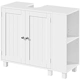 Yaheetech Waschbeckenunterschrank, Unterschrank, Badezimmerschrank mit 2 Türen, rechts oder Links austauschbar, Badschrank, höhenverstellbare Ablage, Weiß, 75x30x62 cm
