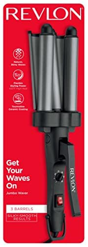 REVLON 3 Barrel Jumbo Hair Waver | Long-Lasting, Natural Looking Waves, (Grey)