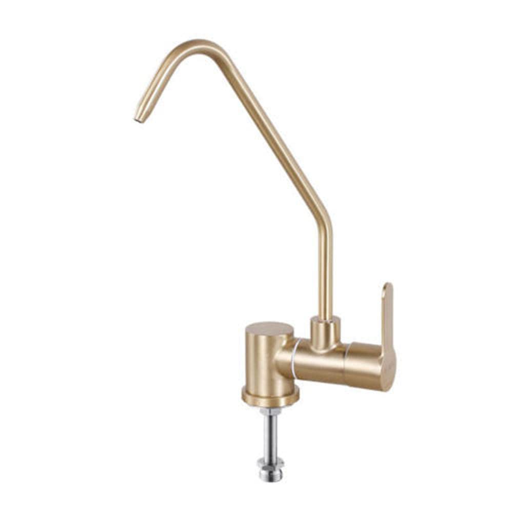 WDSOPK Water Filter Tap Brushed Gold Single Cold Pure Faucet Folding Rotating Faucet-F (F A)