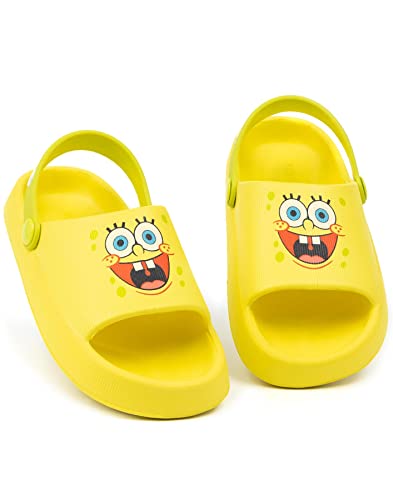 SpongeBob SquarePants Kids Sandals | Boys & Girls Sliders with Supportive Strap for Toddlers | Slip-on Summer Play Footwear