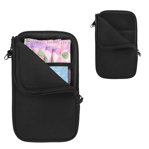 Tampon Holder for Purse Portable Tampon Bag Organizer Case for Womens Purse Travel-Friendly Discreet Period Bag for Feminine Products Waterproof Pad Bag Black(Bag Only)