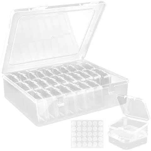 HONUTIGE Bead Organizer Box, 30Pcs Small Clear Bead Plastic Storage Containers Portable Art Storage Case Mini Bead Organizers Jewelry Beads Storage Box Set for Bracelet Making DIY Jewelry Craft Nail Cover