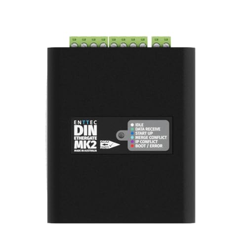 Image of ENTTEC DIN Ethergate Mk2 POE 71031 2 Universe Bi-Directional Ethernet to Dual DMX RDM Converter, DMX500K Compatible