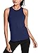 Mippo Workout Tank Tops for Women Loose Fit Open Back Yoga Top Backless Workout Shirts Athletic Running Gym Tanks Navy Blue S
