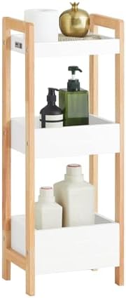 SoBuy Slim Bathroom Storage Cabinet with 3 Shelves Freestanding B...