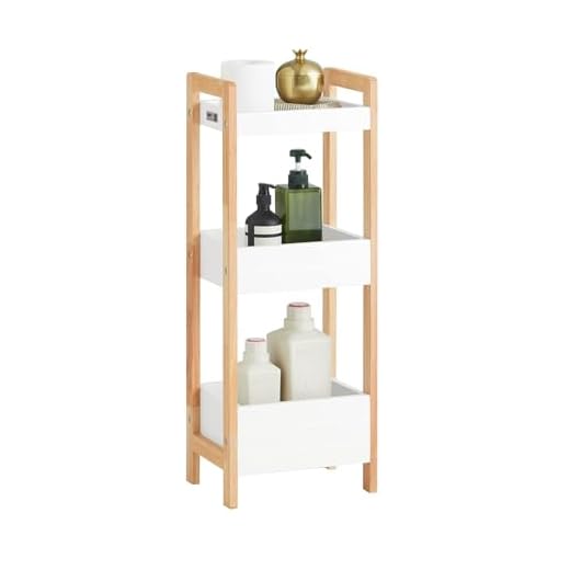 SoBuy Badrumshylla med 3 hyllor, Hörnhylla, Längd 28 cm Bredd 20 cm Höjd 74 cm, vit, FRG226-WN
