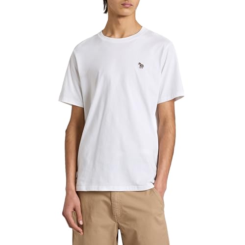 Paul Smith Herren-T-Shirt aus Baumwolle, Zebra-Logo, Weiss/opulenter Garten, Mittel