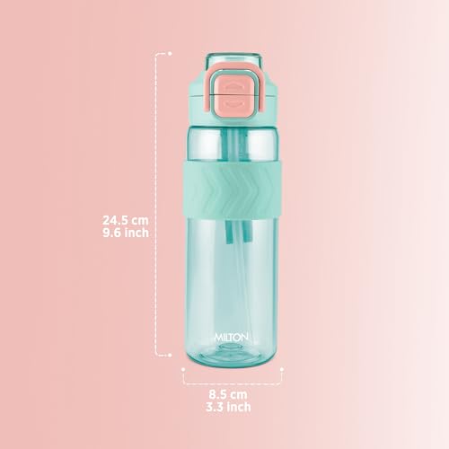 Image of MILTON Calvin 800 2-in-1 Sip or Gulp Lid Sipper Water Bottle 780ml | Unbreakable | BPA-Free | One-Click Open | Leak-Proof, Crystal Clear Design Water Bottle For School kids, Office, Gym, Green