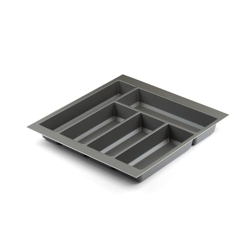Handle & Home Basalt Grey Cutlery Tray for 500mm Grass Scala Drawer | 430mm L x 406mm W | Textured Non Slip Finish | Anthracite Stone | Kitchen Organisation | Storage