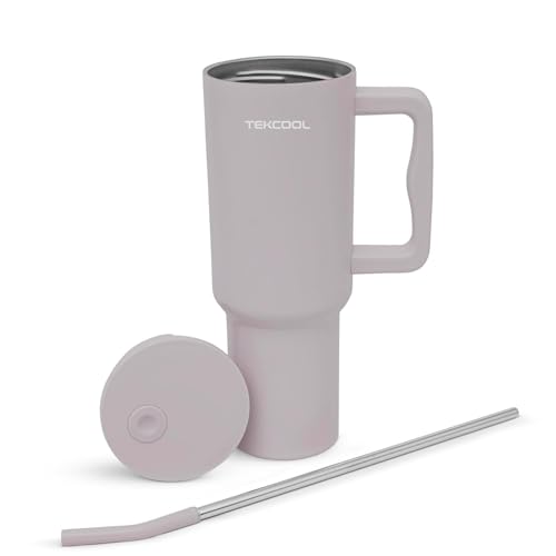 Image of Tumbler with lid and Straw 1200ML Cup Stainless Steel Hot and Cold with Handle and Lid 2 Straw Vacuum Insulated Tumbler for Water, Iced Tea or Coffee Office Gym Travelling