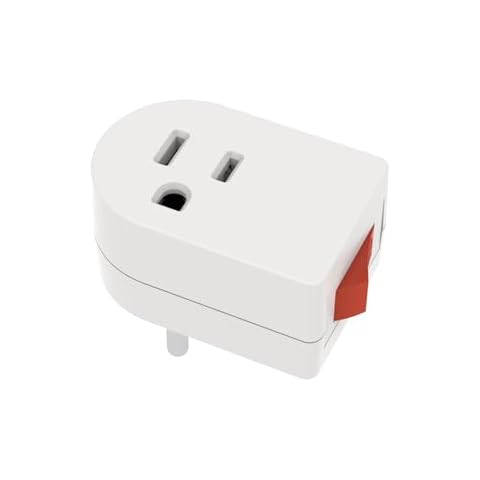 3 Pack - Grounded Single Outlet Power Adapter with On/Off Rocker Switch, 3 Prong Electrical Plug Outlet Switch with LED Indicator Light (3 Pack) Cover