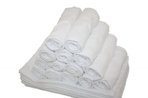 Atlas 12 pack 100% Cotton Economy Hand Towels 16X27" White Salon