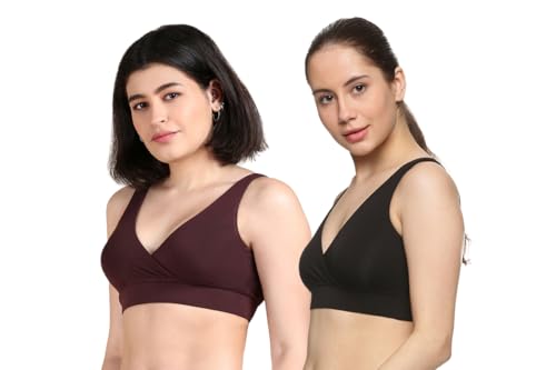 Image of &Circus PureSoft Padded Bra for Women | Non Wired Bra for Women with Insertable Pads | Plunge Bralette for Active & Lounge Wear