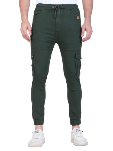 Image of Men's Cargo Pants with Pockets, Cotton Joggers, 6 Pocket Casual Trousers, Track Pants for Office and Parties, Comfortable