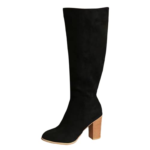 2025 Botas de mujer con pantorrilla media Bota Cana Alta Tacon Medio y Punta Fina Estable Comodo aislamiento altura Estilo Western invierno para