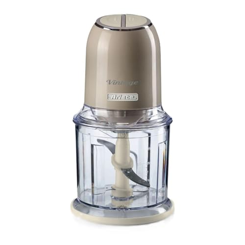 Ariete Vintage 438, Hachoir Électrique de Légumes et de Glace avec 2 Vitesses, 4 Lames en Acier Inoxydable, Pieds Antidérapants, 600 ml, 400W, Beige