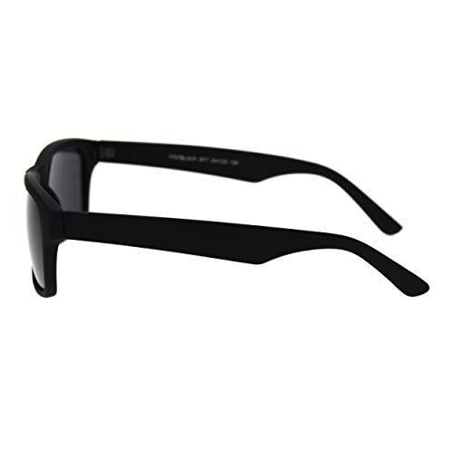 Classic Narrow Rectangular Rubberized Matte All Black Mens Plastic Sunglasses3