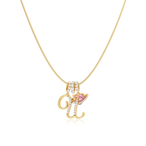 Robaice 14K�S�[���h���b�L�C�j�V�����l�b�N���X�A�s���N�v���l�b�g�n�[�g���^�[�y���_���g�A���E���h�w�����{�[���`�F�[���t���A�ϐF���Ȃ��W���G���[�M�t�g, 16'' + 2'' extender, ����, ��΂Ȃ�