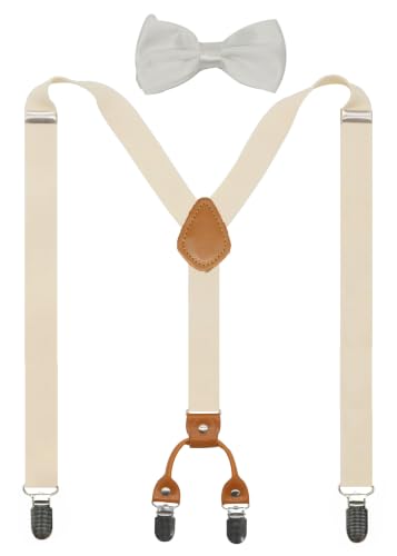 Image of Men's Suspenders Bowtie Set Elastic Y Shape Style Women's Suspenders Bowtie For Wedding&Formal Events