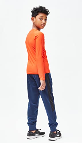 Devops Youth Boys 3-Pack Compression Athletic Performance Baselayer Long Sleeve Shirts (Small, Black/Blue/Orange) #TOP6