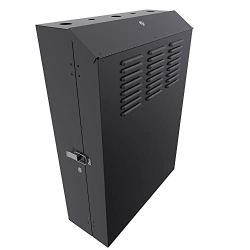 Image of NavePoint 5U Vertical Server Rack Enclosure, Low Profile, 27.5 inch Deep, Max Weight Capacity 132lbs - 5U Network Cabinet Vertical Wall Mount, Perforated, Black