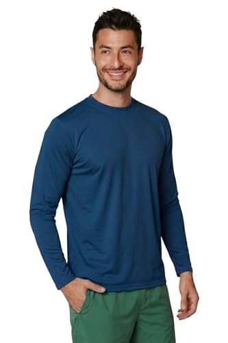 INGEAR Men’s UPF 50+ Long Sleeve Sun Shirt – Quick-Dry UV Protection Rash Guard for Fishing, Hiking, Swimming & Outdoor Sports (Navy, Large)