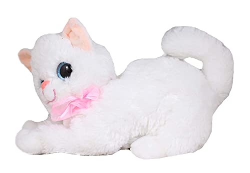 Image of Tickles Cute Cat Glitter Eye Soft Stuffed Toy for Kids Baby Boys Birthday Gift Room (Color: White Size: 20 cm)